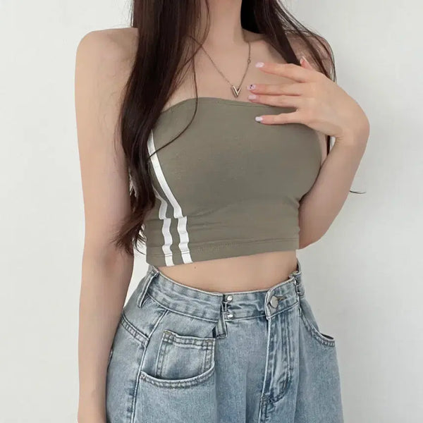 [BUNJANG] Two-Line Banding Tube Top with Built-in Cups / (새상품) 캡내장 두줄 밴딩 튜브탑