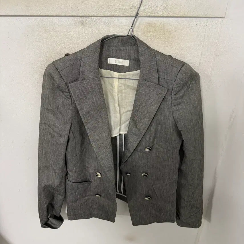 [BUNJANG] System Double Button Jacket Gray / 시스템 더블 버튼 자켓 그레이