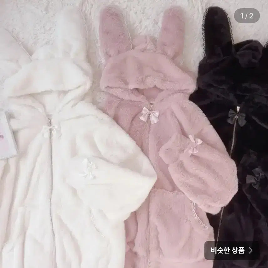 [BUNJANG] Lily Merry Black Usamimi Fur Parka / lilymerry 블랙 우사미미 퍼파카