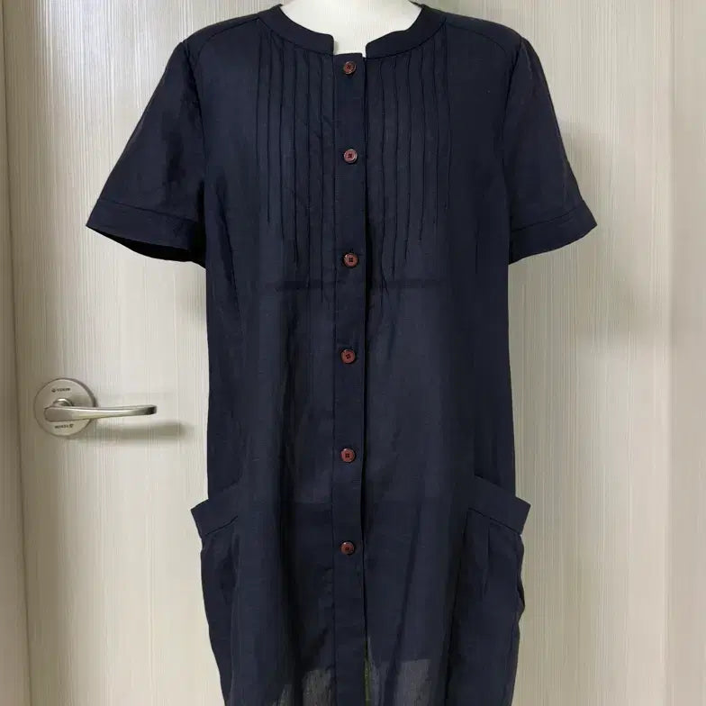[BUNJANG] IDEM Navy Linen Blouse / 아이디엠 네이비 린넨 블라우스