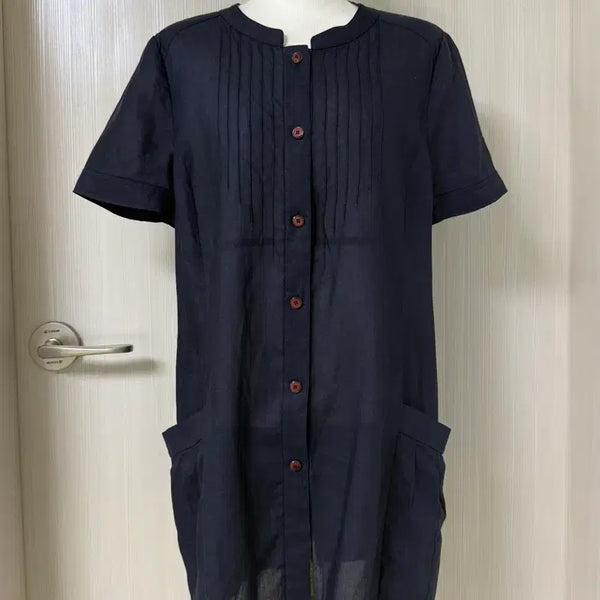 [BUNJANG] IDEM Navy Linen Blouse / 아이디엠 네이비 린넨 블라우스