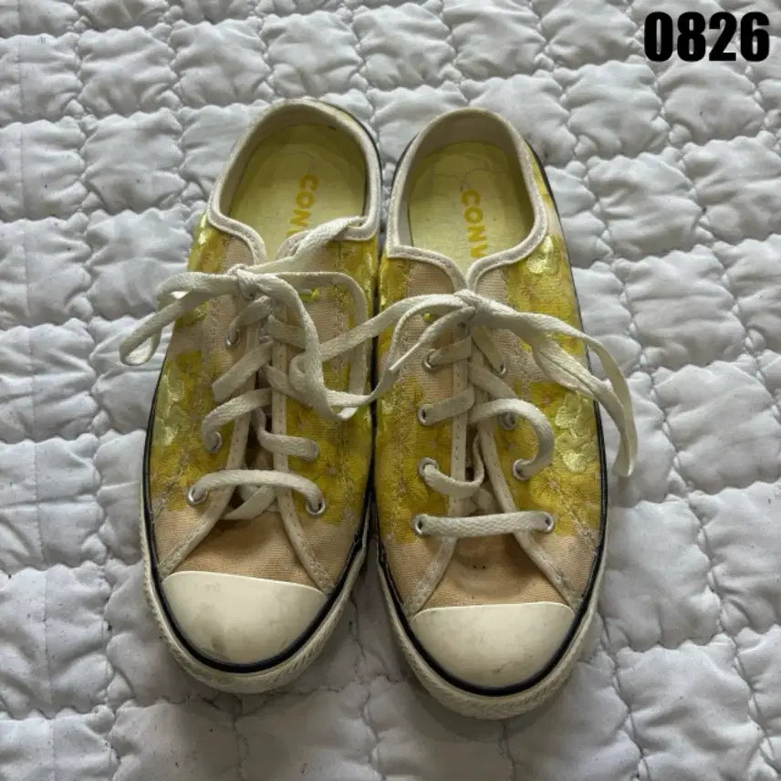 [BUNJANG] Converse Jack Purcell Floral Pattern Sneakers Yellow / 컨버스 잭퍼셀 플로럴 패턴 스니커즈 옐로우 230