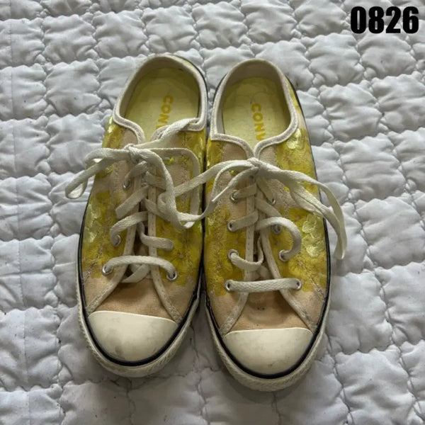 [BUNJANG] Converse Jack Purcell Floral Pattern Sneakers Yellow / 컨버스 잭퍼셀 플로럴 패턴 스니커즈 옐로우 230