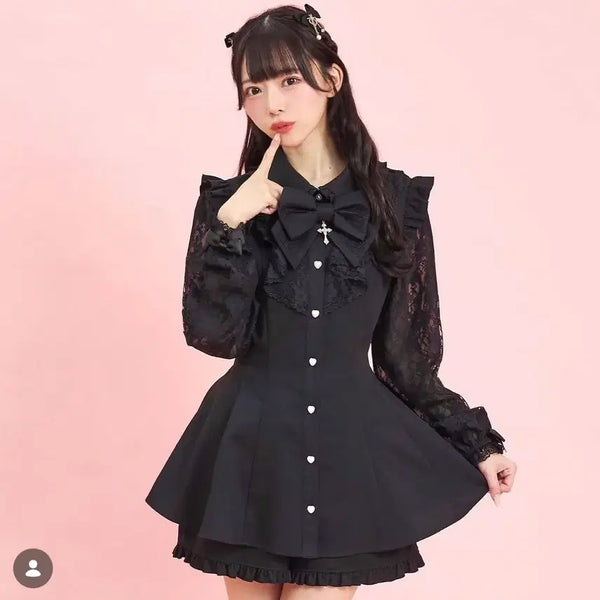 [BUNJANG] Secret Honey Black Setup Dress / 시크릿허니 블랙 셋업 원피스 리즈리사 양산형 지뢰계 양지뢰