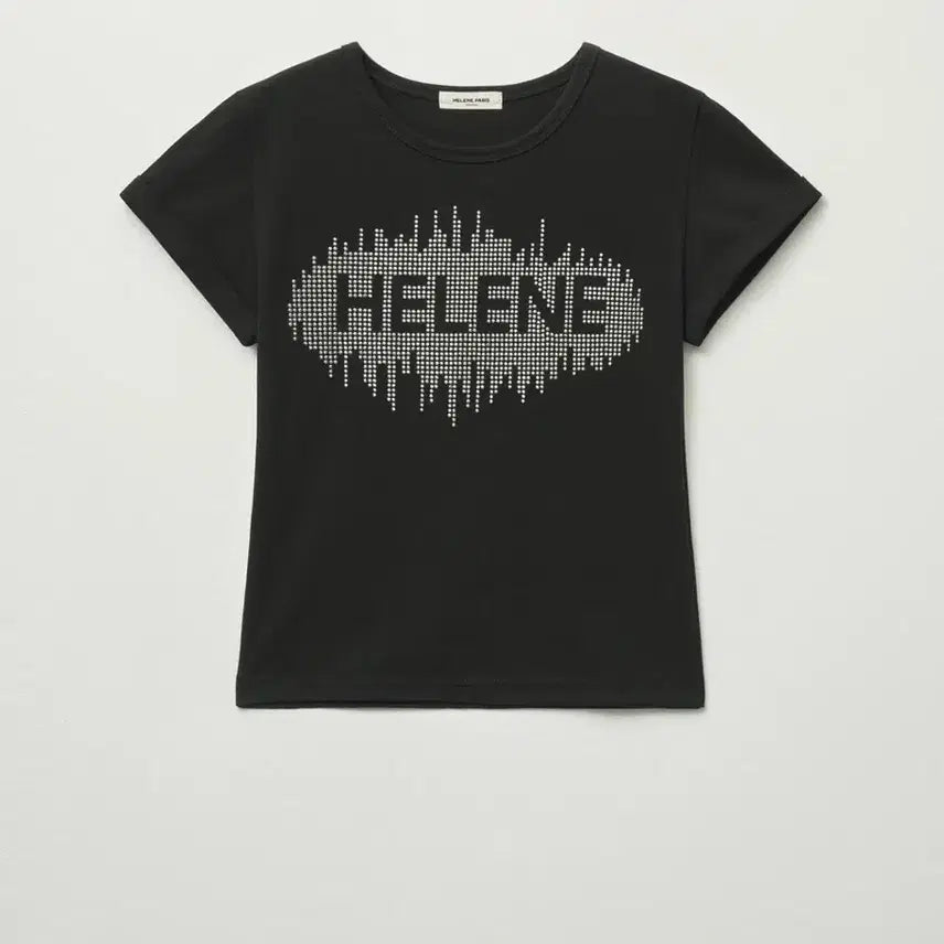 [BUNJANG] Helene Paris Stud Applique Half T-Shirt Black / 헬레네파리스 스터드 아플리케 하프 티셔츠 [블랙]