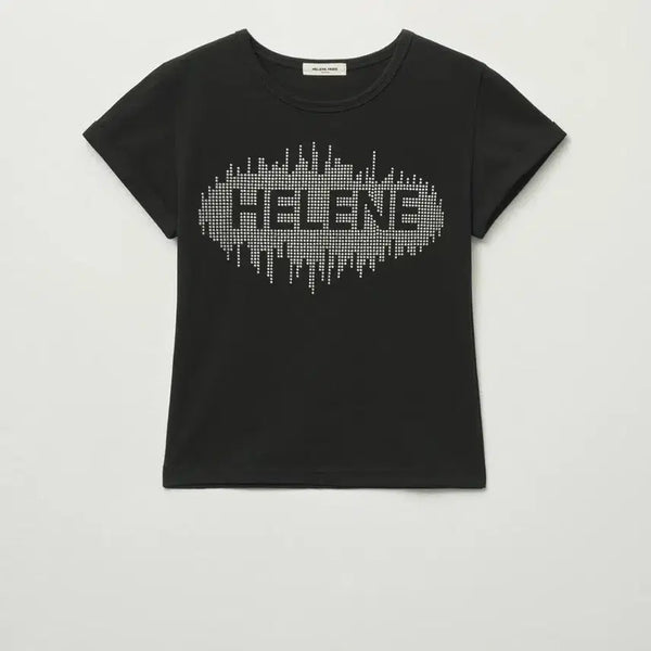 [BUNJANG] Helene Paris Stud Applique Half T-Shirt Black / 헬레네파리스 스터드 아플리케 하프 티셔츠 [블랙]