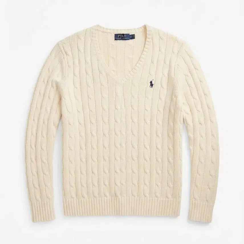 [BUNJANG] Polo Ralph Lauren Cable Knit Sweater Ivory M / 폴로 랄프로렌 케이블 니트 아이보리 M