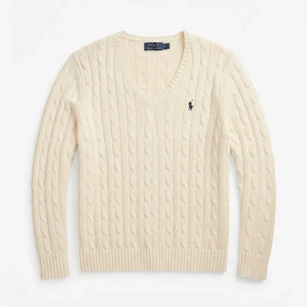 [BUNJANG] Polo Ralph Lauren Cable Knit Sweater Ivory M / 폴로 랄프로렌 케이블 니트 아이보리 M