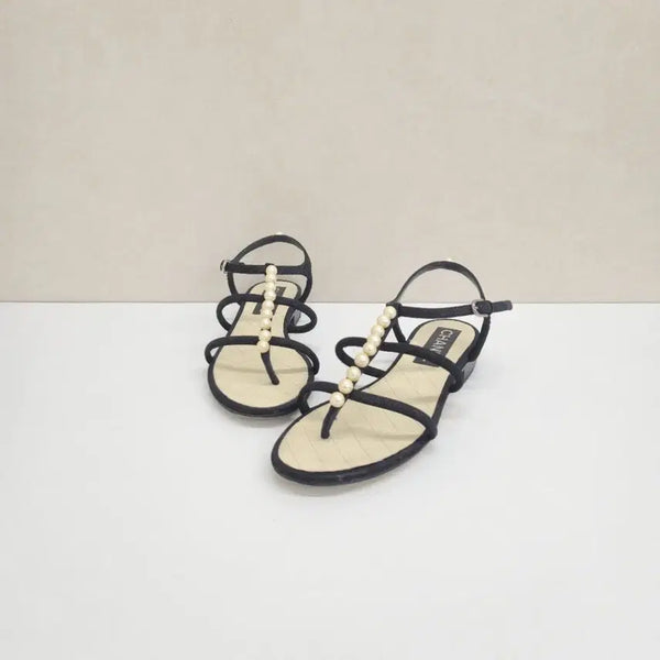 [BUNJANG] Chanel Pearl Strap Sandals Size 37.5 / 샤넬 진주 스트랩 샌들 37.5