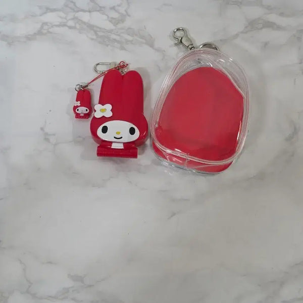 [BUNJANG] My Melody Folder Phone Keychain and Pouch Set / 마이멜로디 거울 폴더폰 키링