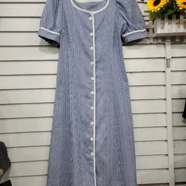 [BUNJANG] CAROL Square Neck Striped Dress / #여성의류시원한 블루 스트라이프 패턴의 CAROL 스퀘어넥 원피스