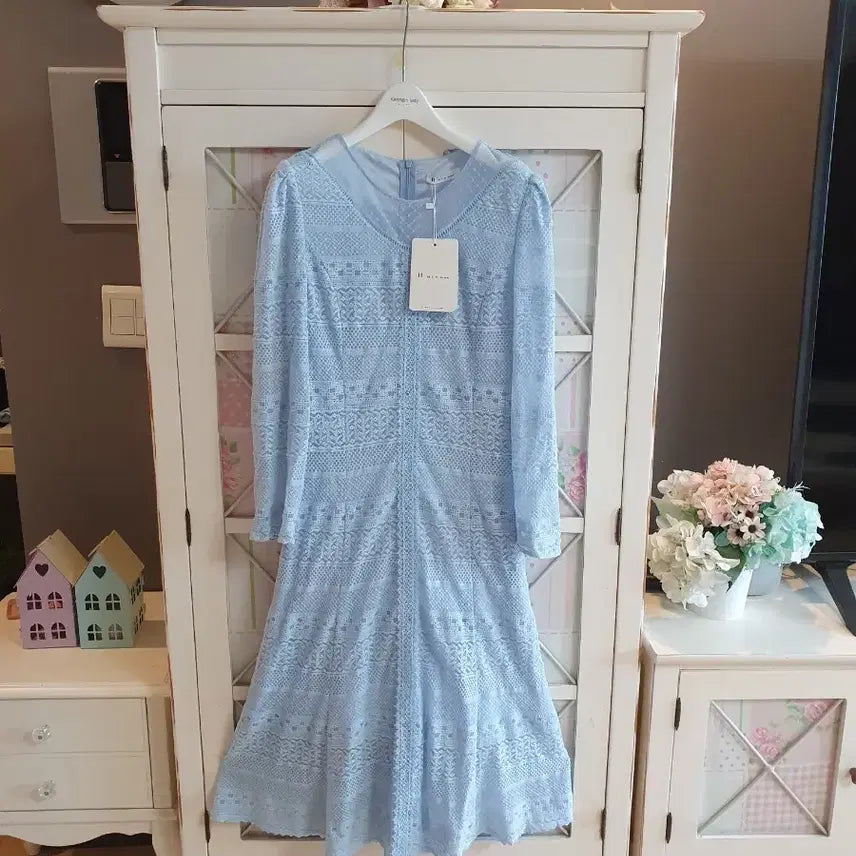 [BUNJANG] It MICHAA Long Dress Light Blue Lace / 잇미샤 롱원피스/55-날싼66  새상품