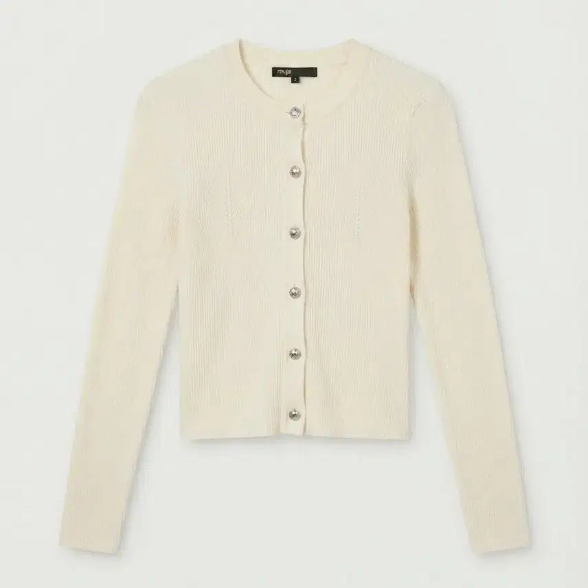 [BUNJANG] Maje Ivory Ribbed Knit Cardigan / 마쥬 아이보리 골지 니트 가디건 2
