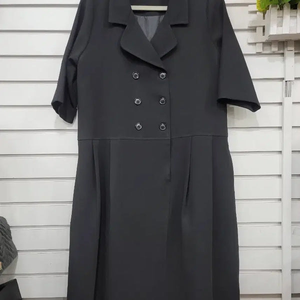 [BUNJANG] Women's Black Double-Button Short-Sleeve Dress / #여성의류깔끔한 블랙 색상의 더블 버튼 반팔 원피스