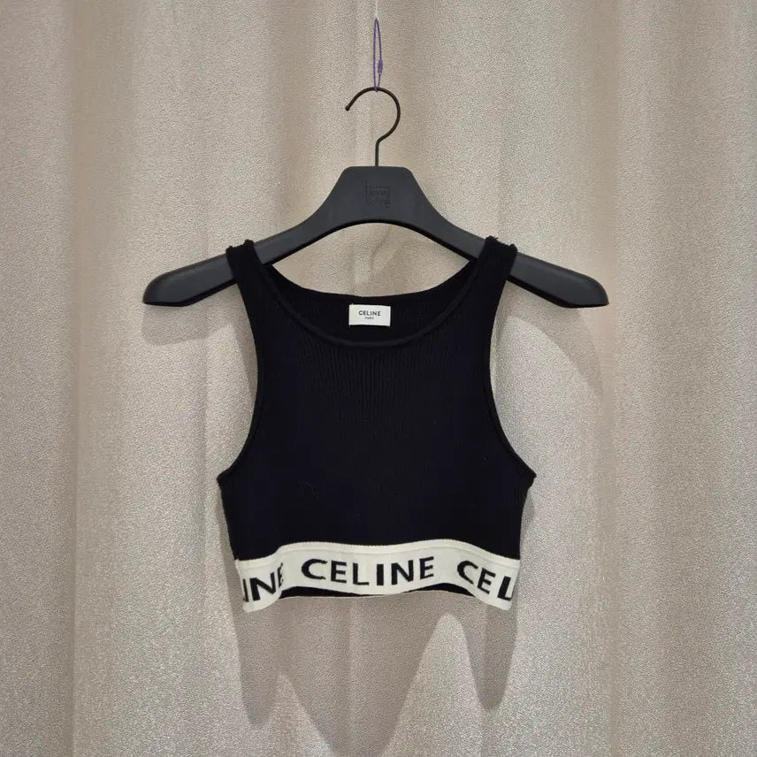 [BUNJANG] Celine Athletic Cropped Tank Top Black (S) / (S)셀린느 애슬레틱 크롭 탱크탑 블랙