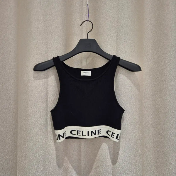 [BUNJANG] Celine Athletic Cropped Tank Top Black (S) / (S)셀린느 애슬레틱 크롭 탱크탑 블랙