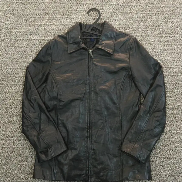 [BUNJANG] GAP Women's Black 100% Genuine Lambskin Leather Jacket / GAP 올드갭 가죽 자켓 블랙 S