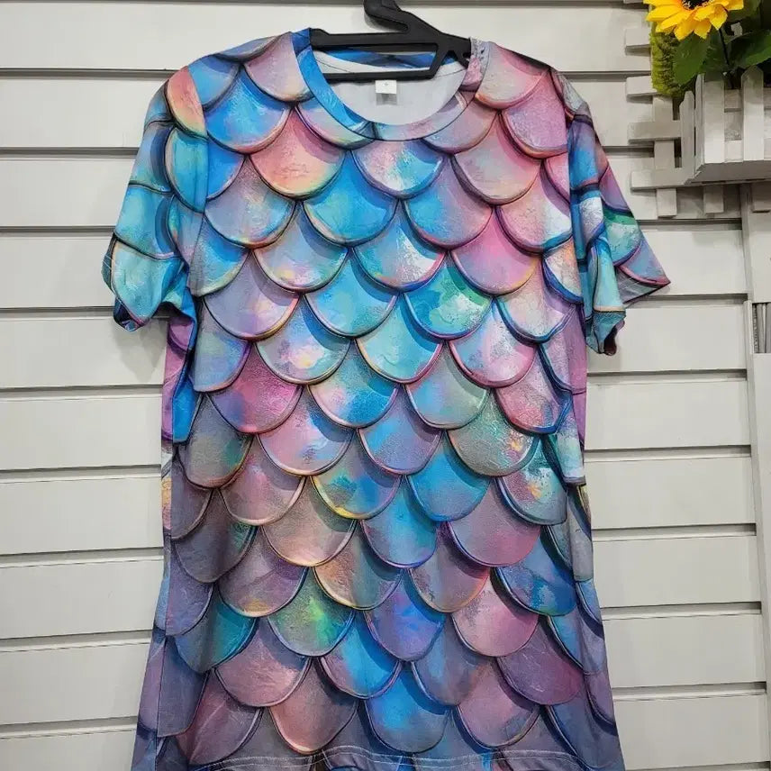 [BUNJANG] Mermaid Scale Pattern Short Sleeve T-Shirt / #여성의류인어 비늘 패턴이 매력적인 반팔 티셔츠