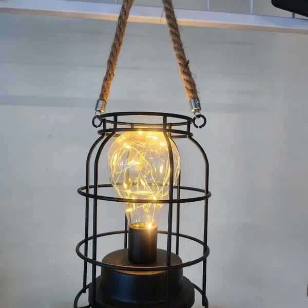 [BUNJANG] Black Iron Frame Lantern with Edison Bulb / 랜턴