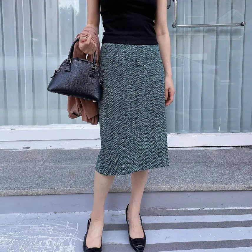 [BUNJANG] Saint John Herringbone H-Line Skirt / [택포] [27] 세인트존 헤링본 H라인 스커트
