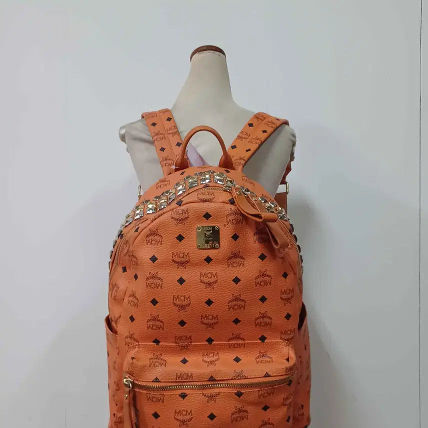 [BUNJANG] MCM Stark Backpack Orange Leather / B-10913/MCM 정품 여성용 스타크 백팩