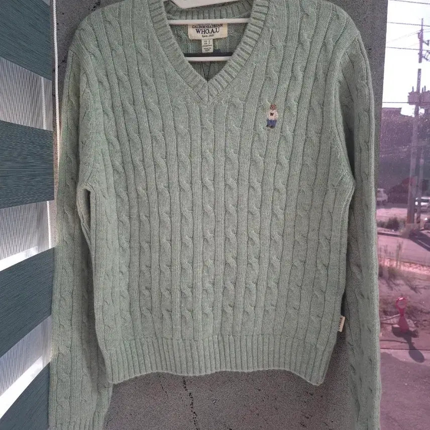 [BUNJANG] Who.A.U Cable Knit Sweatshirt Mint / 후아유 케이블 니트 맨투맨 민트색