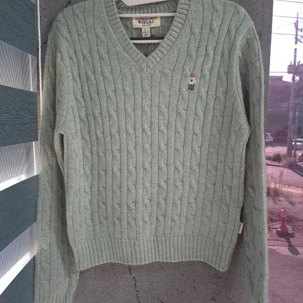 [BUNJANG] Who.A.U Cable Knit Sweatshirt Mint / 후아유 케이블 니트 맨투맨 민트색