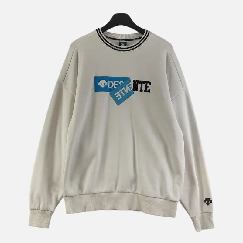 [BUNJANG] Descente White Men's Sweatshirt 95 / 데상트 화이트 남자 95 맨투맨 O1543