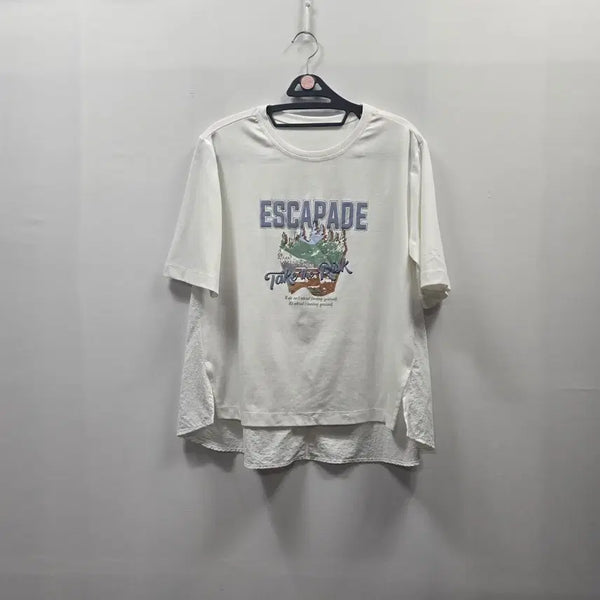 [BUNJANG] Soup Lettering Layered Short Sleeve T-Shirt / 0479 [soup]ESCAPADE 레터링 레이어드 반팔 티셔츠 55
