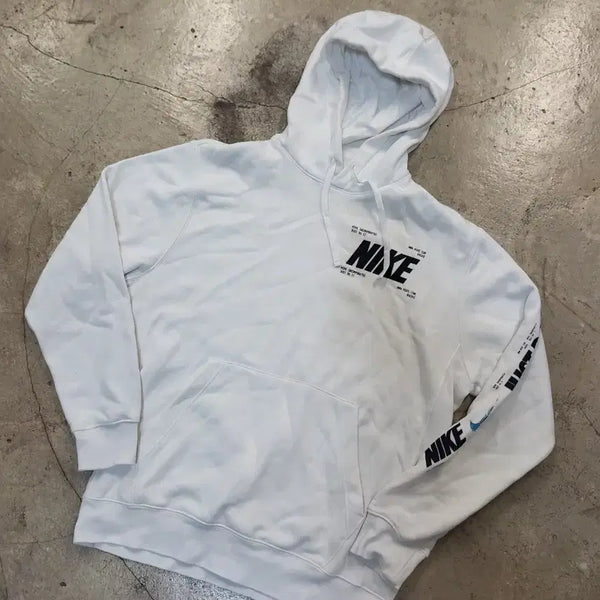 [BUNJANG] Nike Swoosh Logo White Hoodie / 나이키 스우시 로고 흰색 후드티