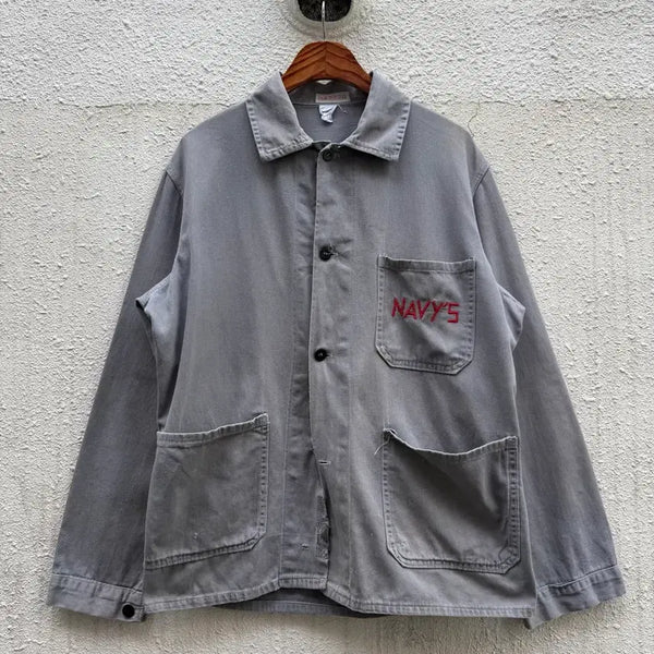 [BUNJANG] 1960s Italian Navy Twill Work Jacket / 60s ITALIAN MILITARY FADE GREY 밀리터리 워크자켓