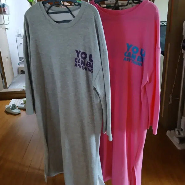 [BUNJANG] Fleece Sweatshirt Dress - Grey / Pink / 기모 맨투맨 원피스 그레이/핑크