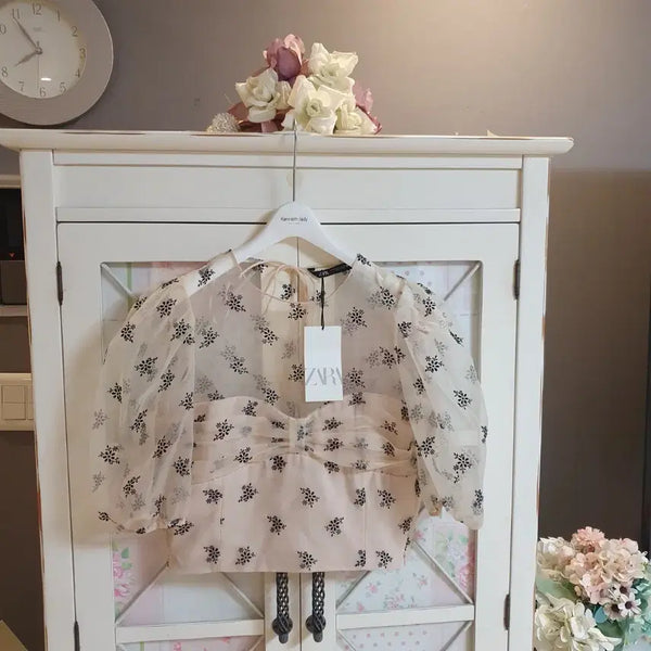 [BUNJANG] Zara Floral Chiffon Blouse / 자라 블라우스/통통55-66 새상품