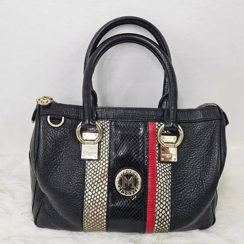 [BUNJANG] Metsiro City Women's Black Snakeskin Pattern Tote Bag / 메트로시티 여성 토트백 블랙 뱀피 패턴
