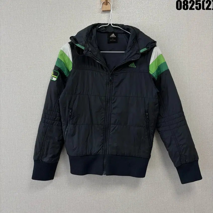 [BUNJANG] Adidas Hooded Zip-Up Black Green S / 아디다스 후드 집업 블랙 그린 s