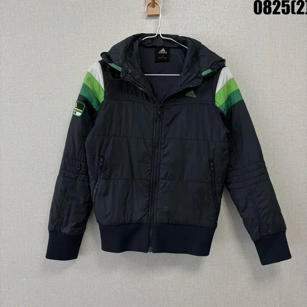 [BUNJANG] Adidas Hooded Zip-Up Black Green S / 아디다스 후드 집업 블랙 그린 s