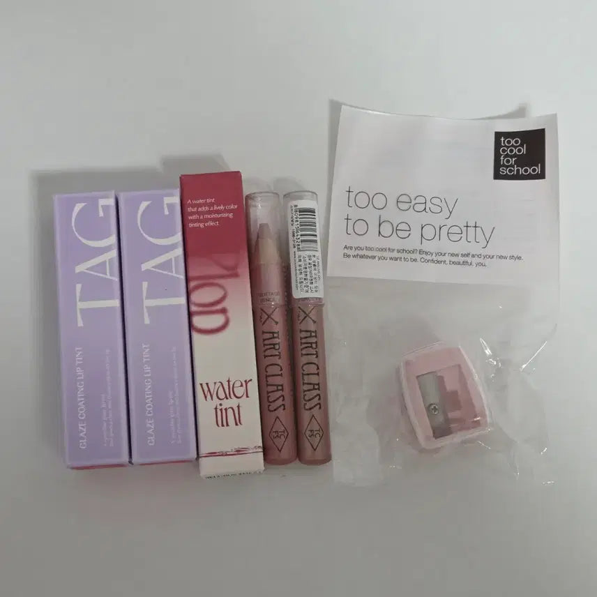[BUNJANG] Too Cool For School Tag Glaze Coating Lip Tint & Artclass Protaige Pencil Bundle / 투쿨포스쿨 틴트,프로타주 펜슬,샤프너 태그 틴트