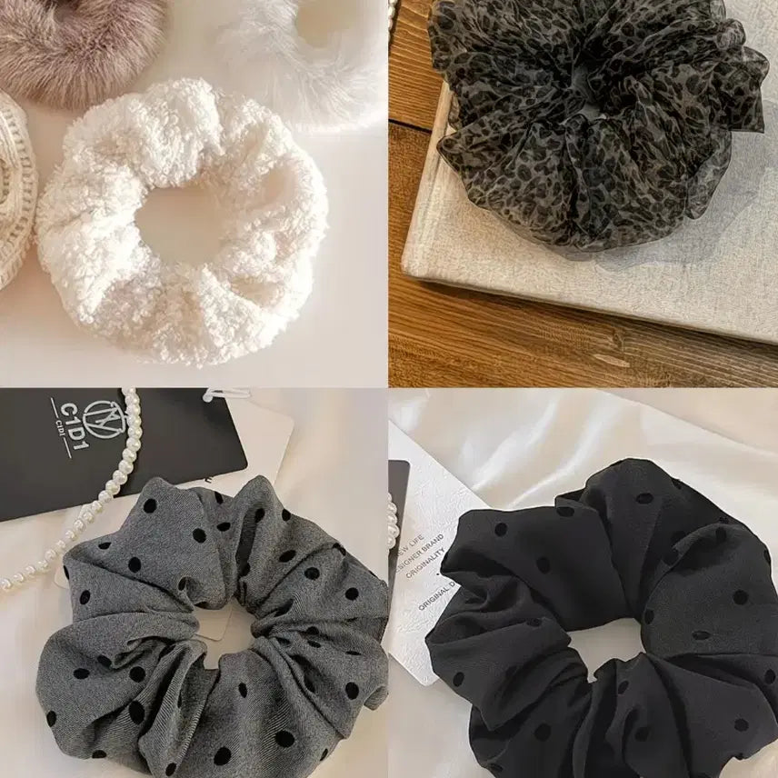 [BUNJANG] Scrunchie Hair Tie Set / 다양한 디자인 곱창 밴드 머리끈 세트