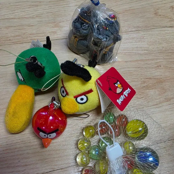[BUNJANG] Angry Birds Plush Keychain & Bead Set / 앵그리버드 인형 키링, 구슬 모음