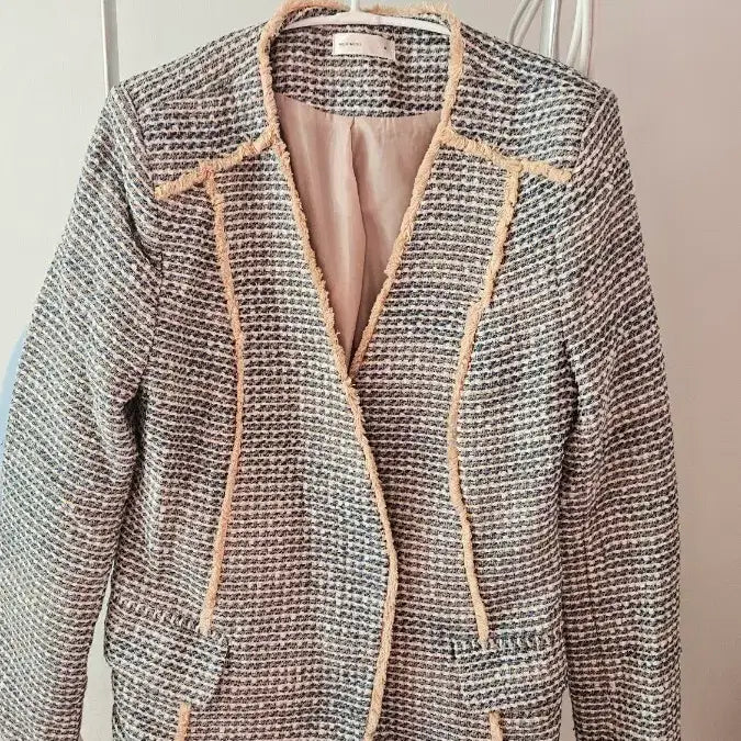 [BUNJANG] Tweed Jacket Beige Color Block / 트위드 자켓 베이지 배색