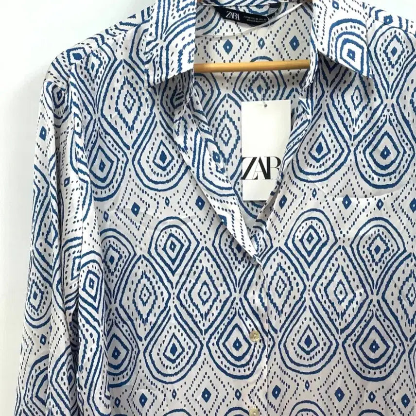 [BUNJANG] ZARA Silk-Feel Pattern Shirt Medium / ZARA 실크느낌 패턴 셔츠 M (새상품)