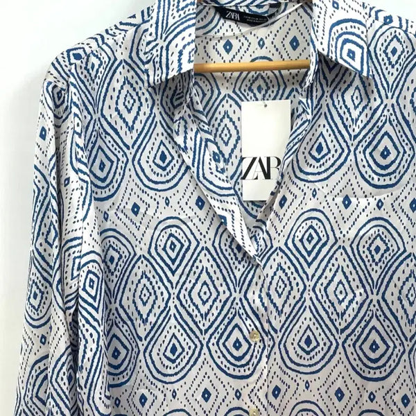 [BUNJANG] ZARA Silk-Feel Pattern Shirt Medium / ZARA 실크느낌 패턴 셔츠 M (새상품)