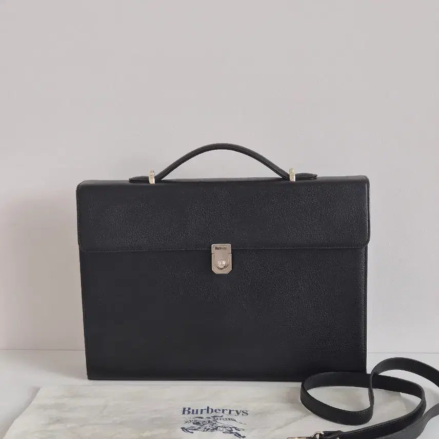 [BUNJANG] Burberry Leather 2-Way Briefcase Bag Black / 버버리 푸시락 2WAY 서류가방 브리프케이스 블랙