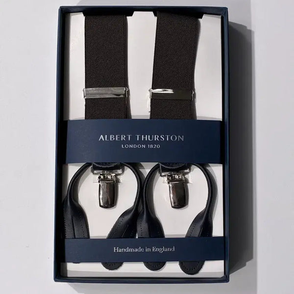 [BUNJANG] Albert Thurston Y-Back Suspenders Brown/Navy Leather / 알버트 서스턴 서스펜더 Y형 브라운/네이비 레더 007 제임스 본드