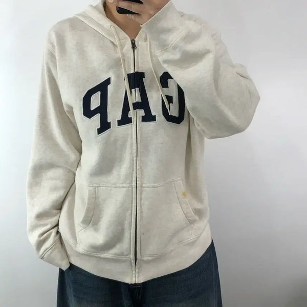 [BUNJANG] Gap Ivory Zip-Up Hoodie / [L] 갭 아이보리 후드집업