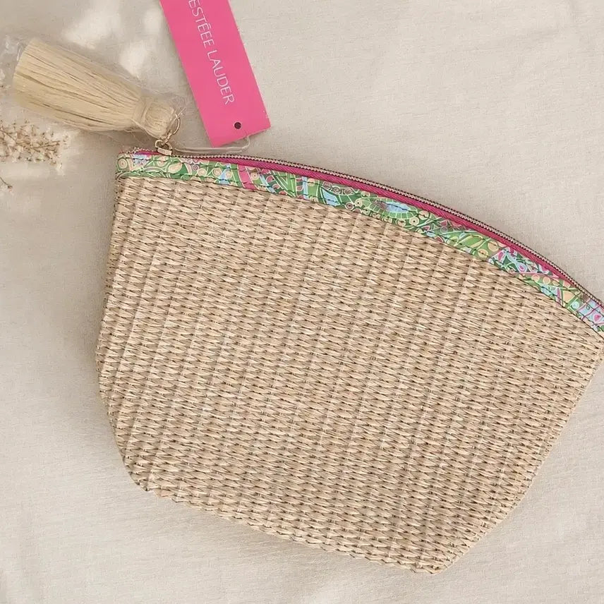 [BUNJANG] Estée Lauder Tassel Raffia Pouch / 에스티로더 태슬 라탄 파우치