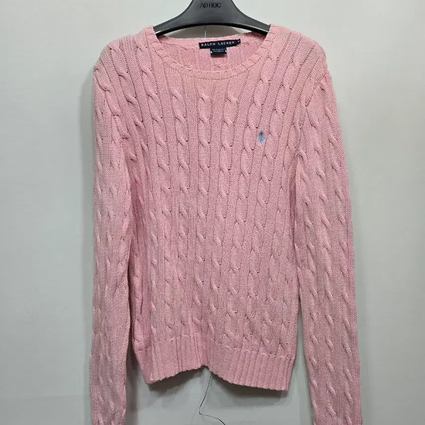 [BUNJANG] Polo Ralph Lauren Cable Knit Round Neck Pink / 폴로랄프로렌 케이블 니트 핑크