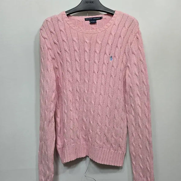 [BUNJANG] Polo Ralph Lauren Cable Knit Round Neck Pink / 폴로랄프로렌 케이블 니트 핑크