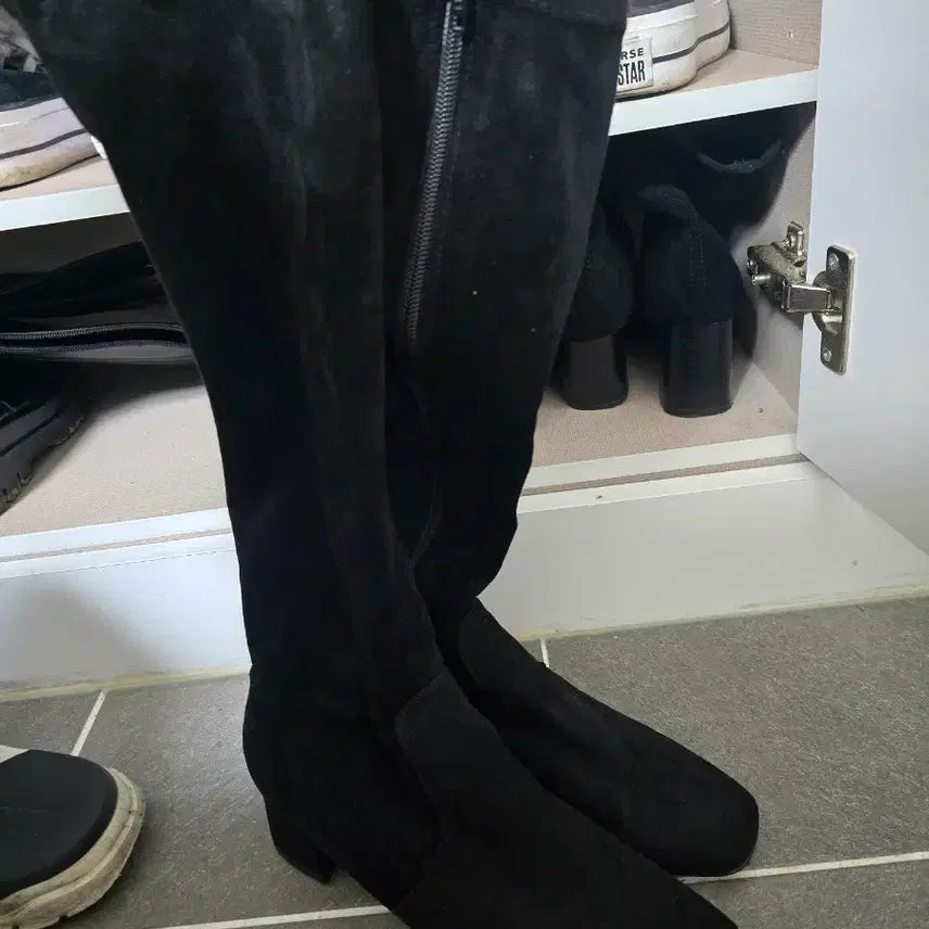 [BUNJANG] Black Suede Long Boots / 상태좋음)블랙 스웨이드 롱부츠