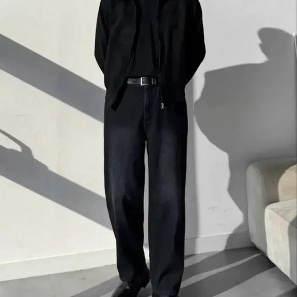 [BUNJANG] Black Wide Leg Denim Pants / 블랙 와이드 데님 팬츠